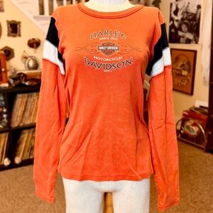 Vintage 2000s Color Block Harley Davidson Heavy Long Sleeve Tee
